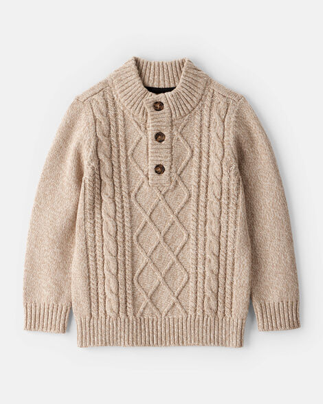 Toddler Boy Cable-Knit Long-Sleeve Sweater - Tan