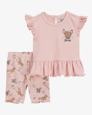 Product image 1 of Toddler 2-Piece Bambi Flutter-Sleeve & Bike Short Set - Pink