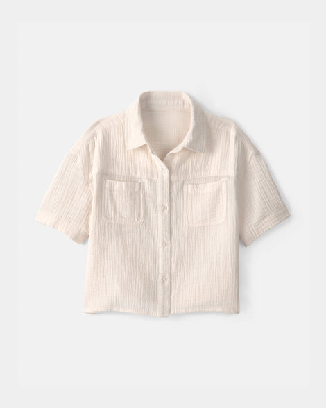 Girls Gauze Short-Sleeve Top - Cream