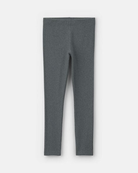 girls pull-on stretch rib leggings - grey