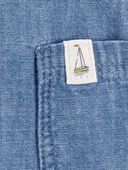 Chambray - Baby Solid Cotton Blend Romper - Blue, Selected