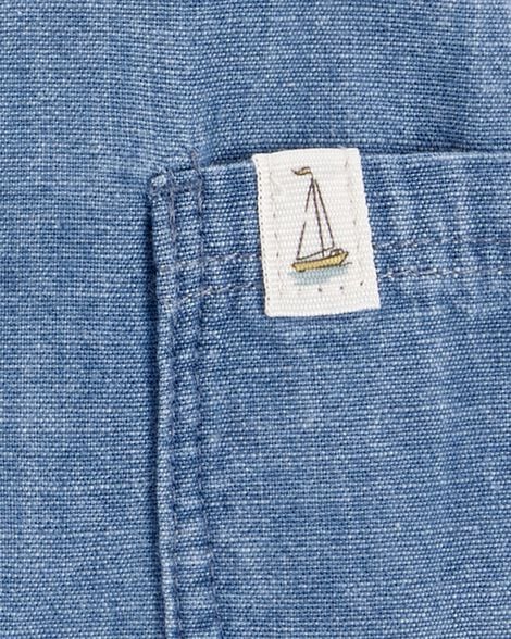 Product image 3 of Baby Solid Cotton Blend Romper - Blue