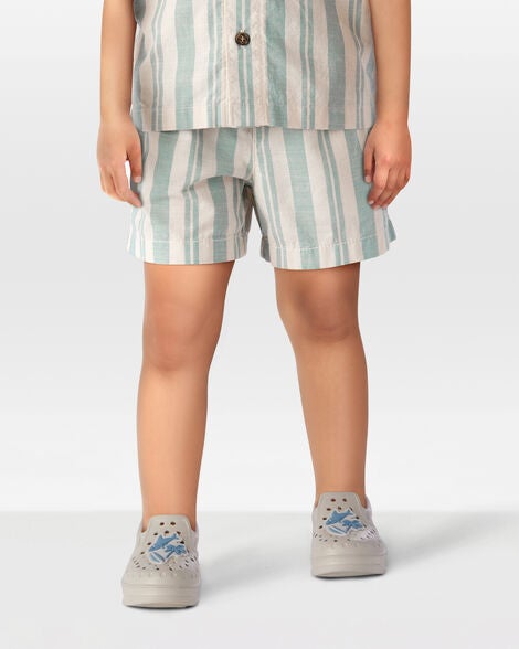  Product image 2 of Toddler Striped Pull-On Shorts - Green/Cream