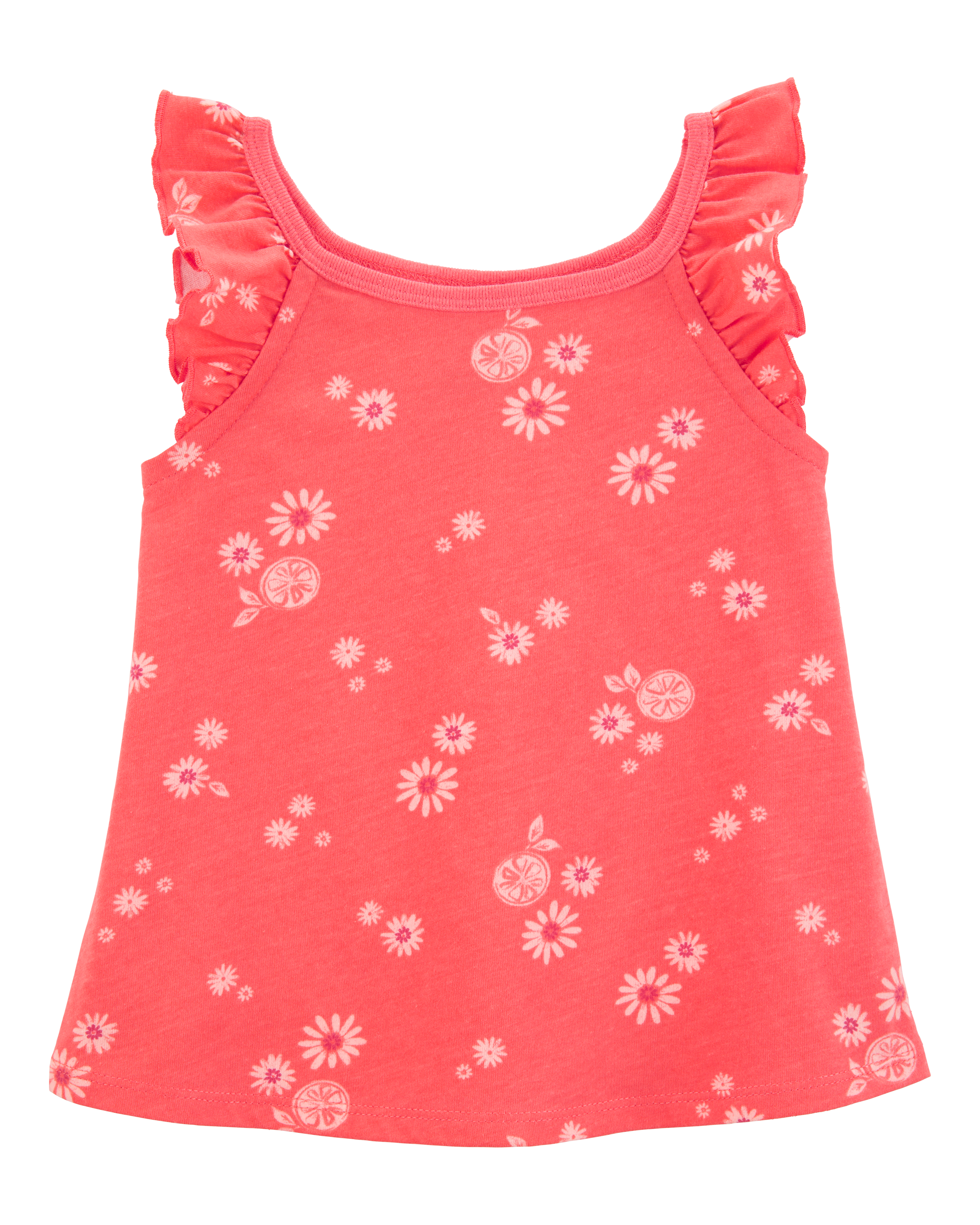 Toddler Girl Floral Flutter-Sleeve Tank - Orange