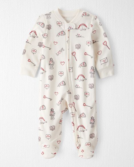 Baby Organic Cotton Sleep & Play Pajamas in Little Loves Print