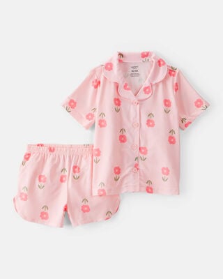 Toddler Orange Print 2-Piece Pajamas - Pink