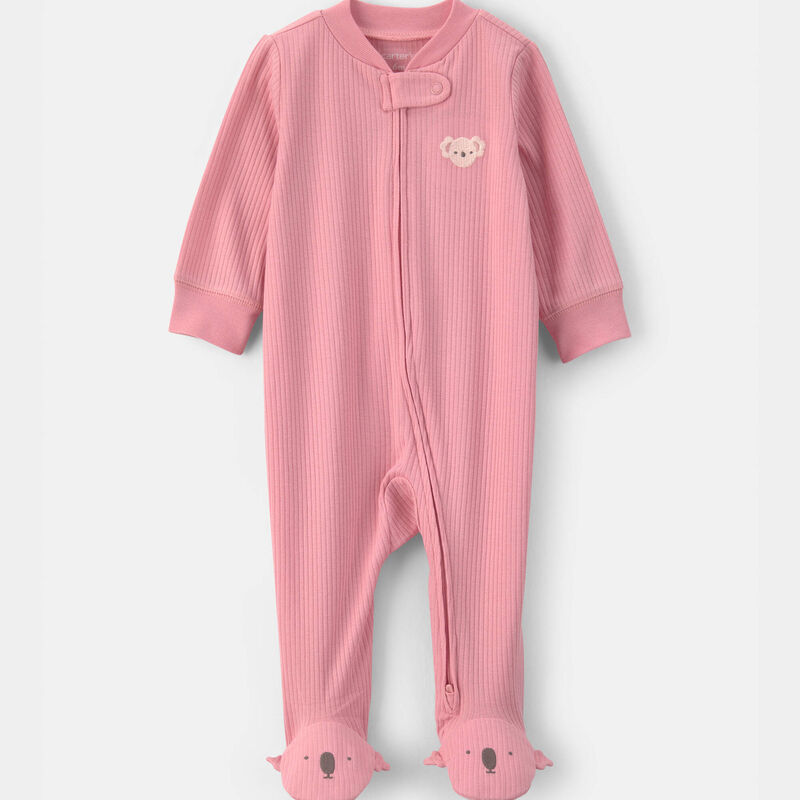 Baby Girl Koala Cotton 2-Way Zip Sleep & Play Pajamas - Pink