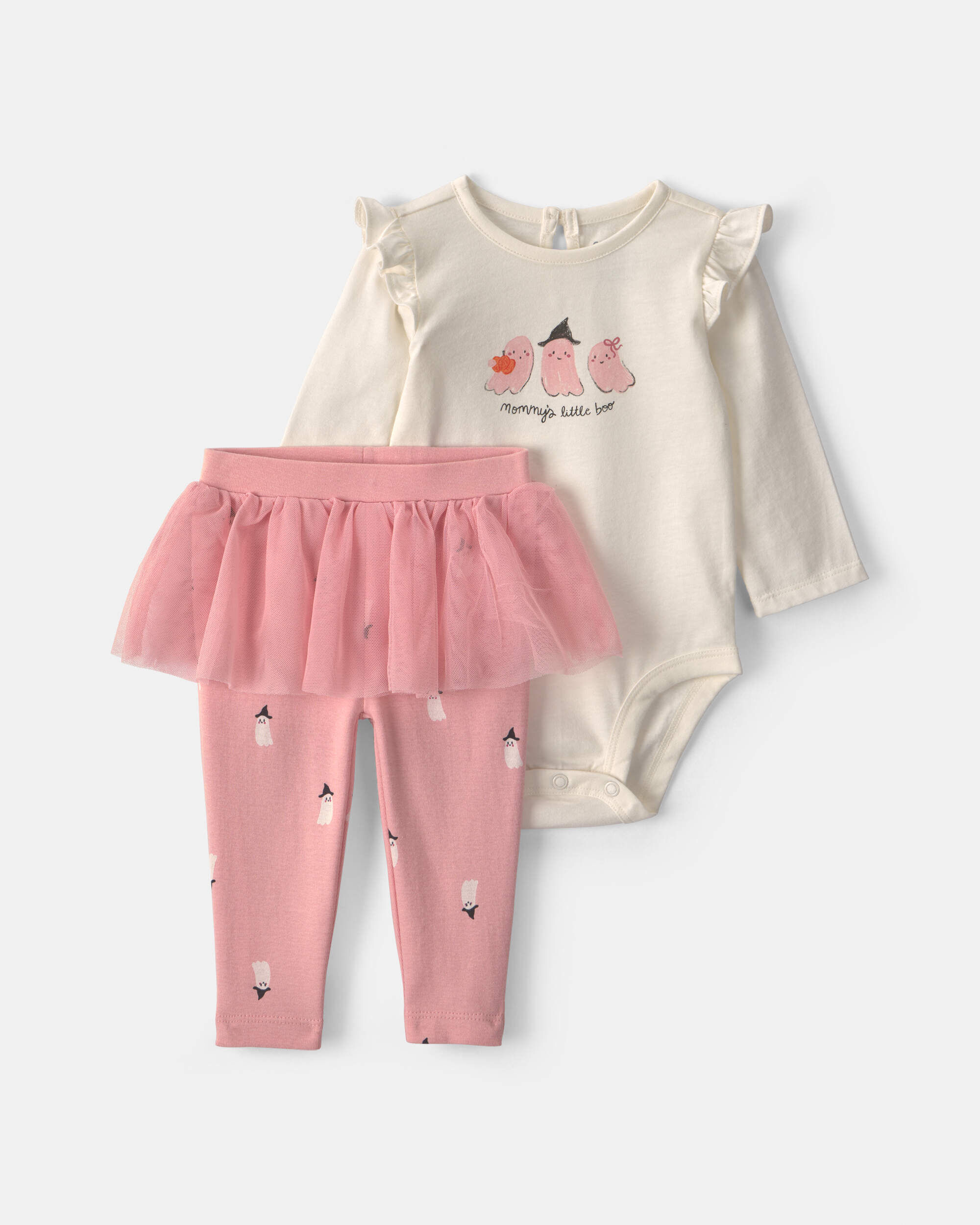 Carters baby girl 2-piece mommys little boo halloween long-sleeve bodysuit pant set 12M CreamPink 24$