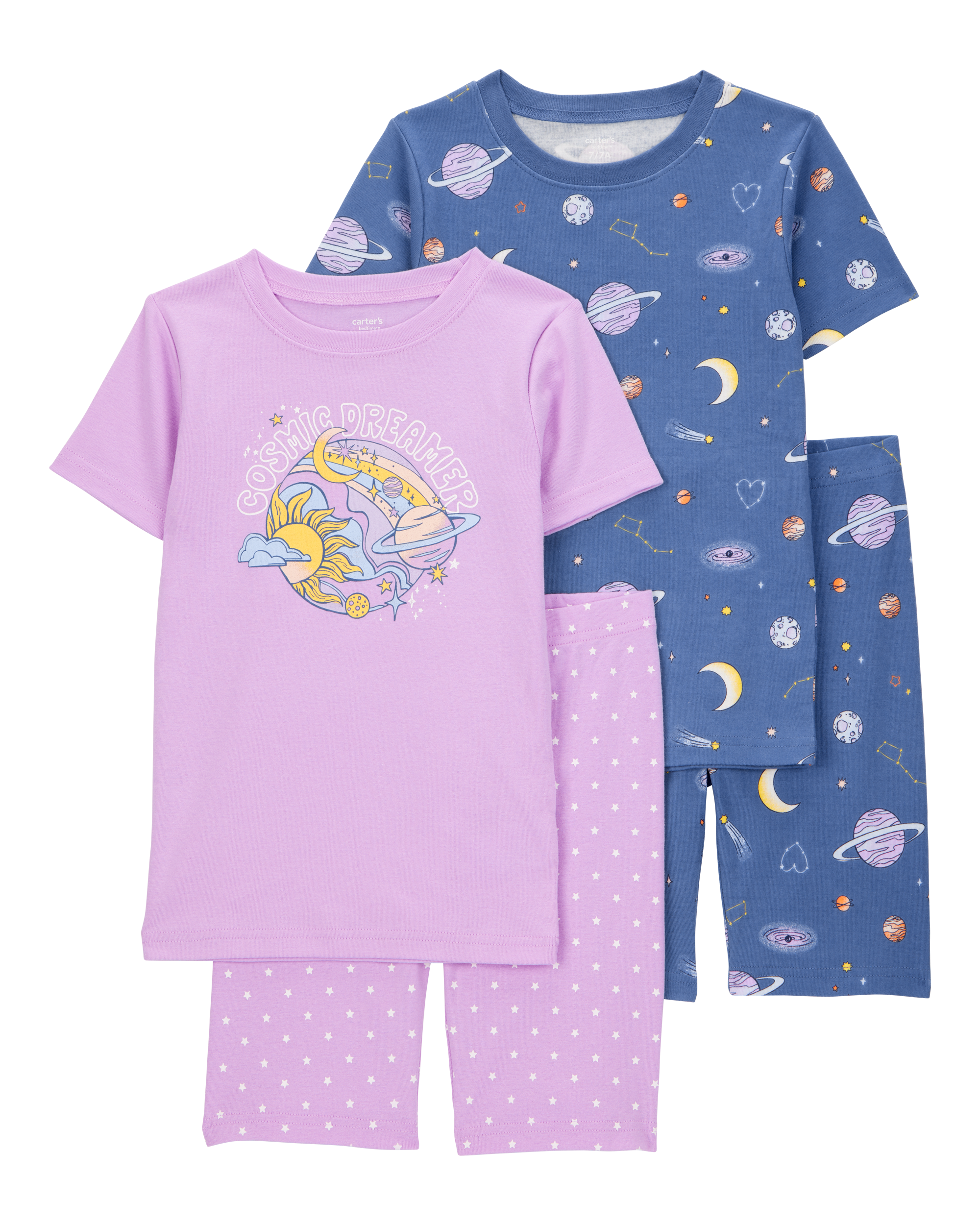 Kid Space Print Snug Fit Cotton 4-Piece Pajamas