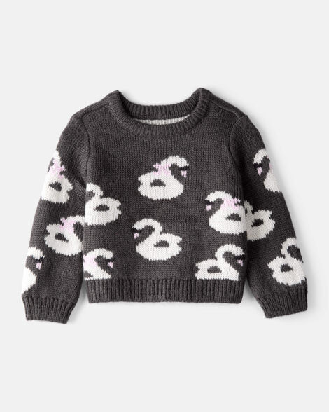 baby girl swan sweater - black