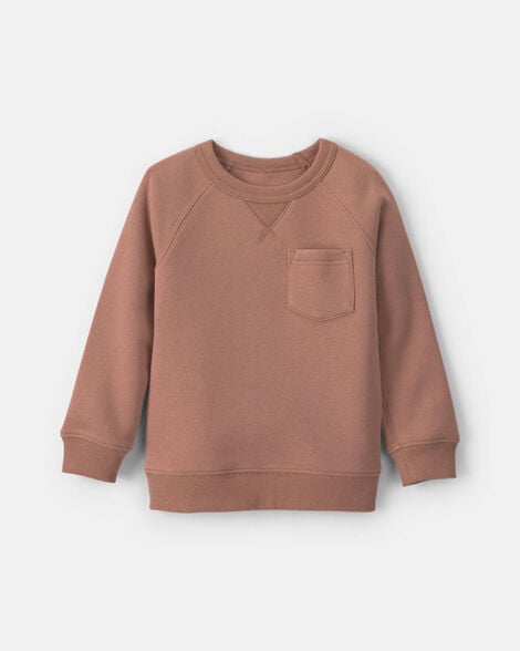 toddler boy fleece pullover sweatshirt - cinnamon