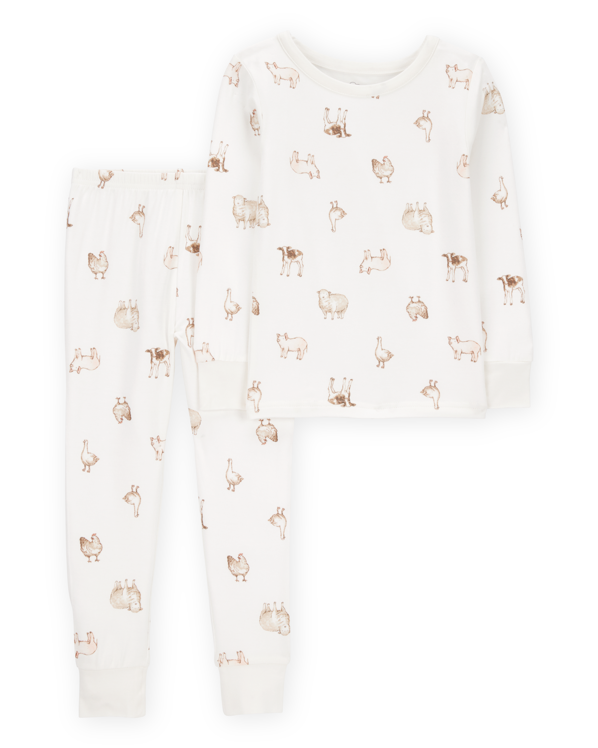 Toddler Farm Animals Print PurelySoft 2-Piece Pajamas - Ivory