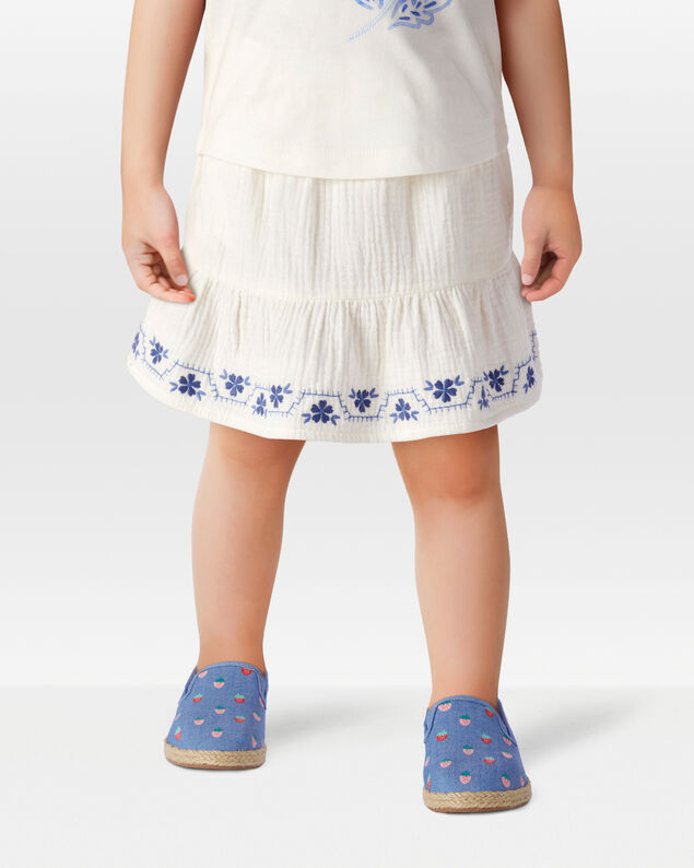 Product image 2 of Toddler Floral Embroidered Gauze Skort - Ivory