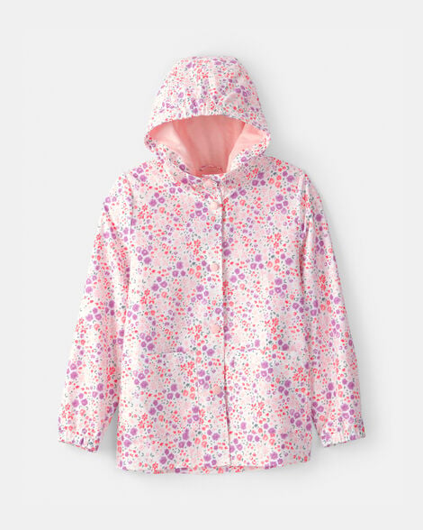 girls floral raincoat - pink