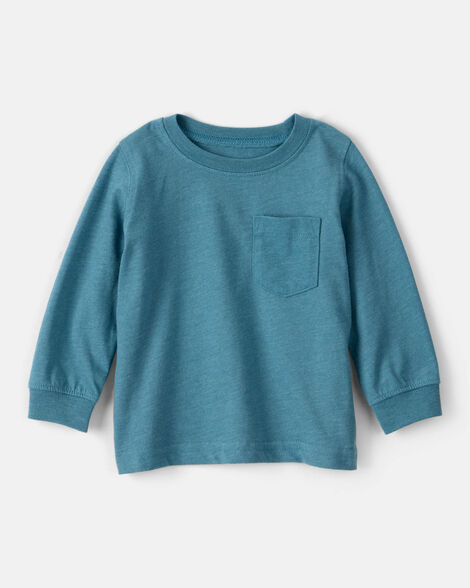 baby boy long-sleeve pocket tee - teal