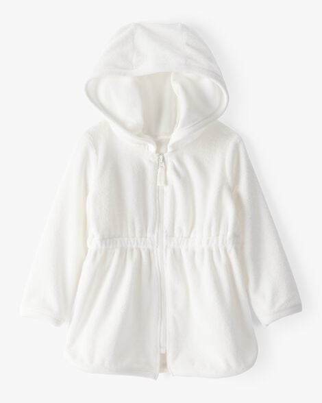 Product image 1 of Baby Girl Hooded Terry Cloth Swim Cover-Up Dress - White