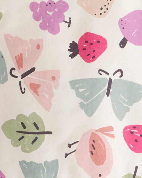 Product image 2 of Toddler Girl Butterfly Fruit Print Cotton Long-Sleeve Tee & Pant Set - White