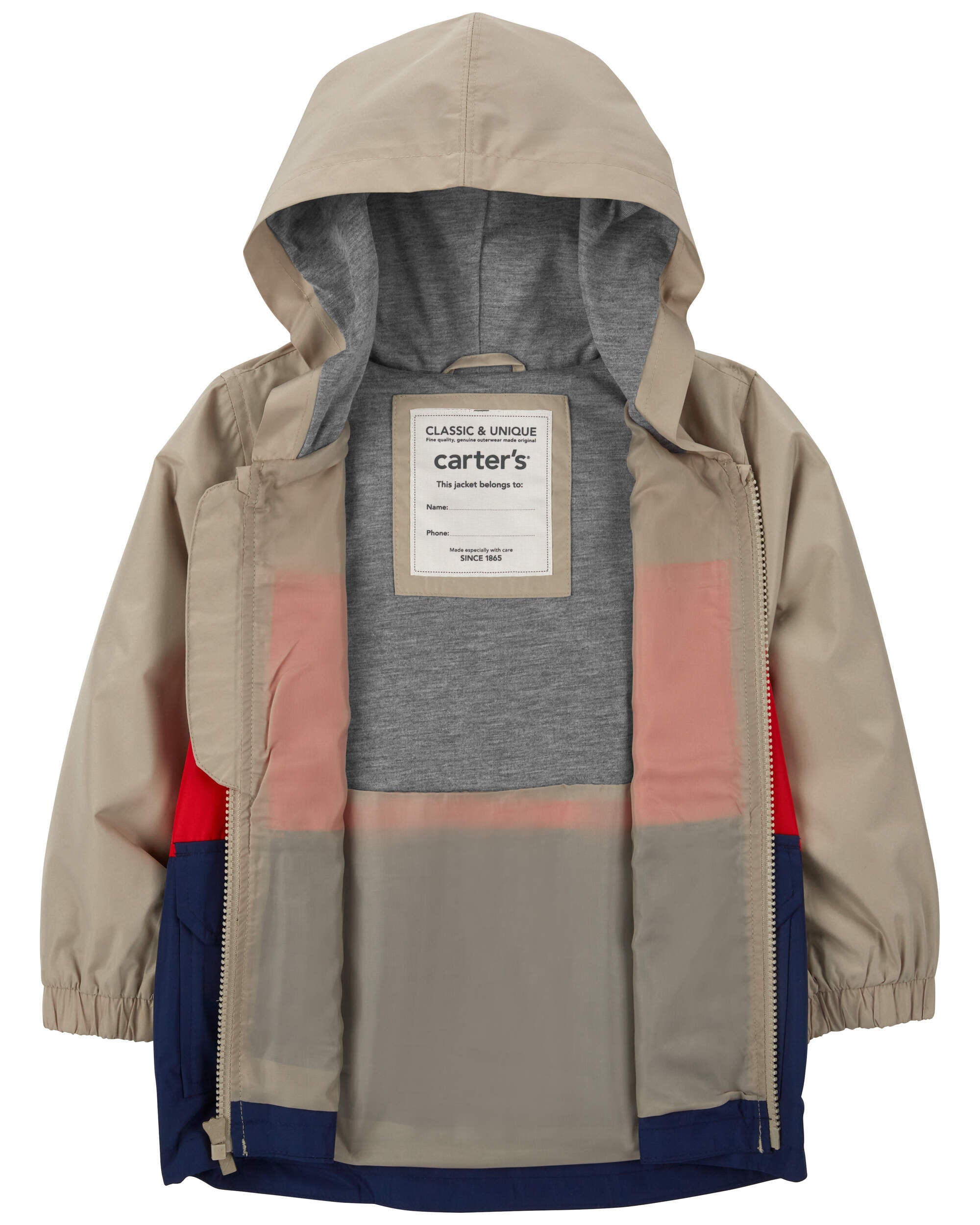 Carter s Baby Girls Colorblock Rain Jacket 12M Peach Purple Colorblock