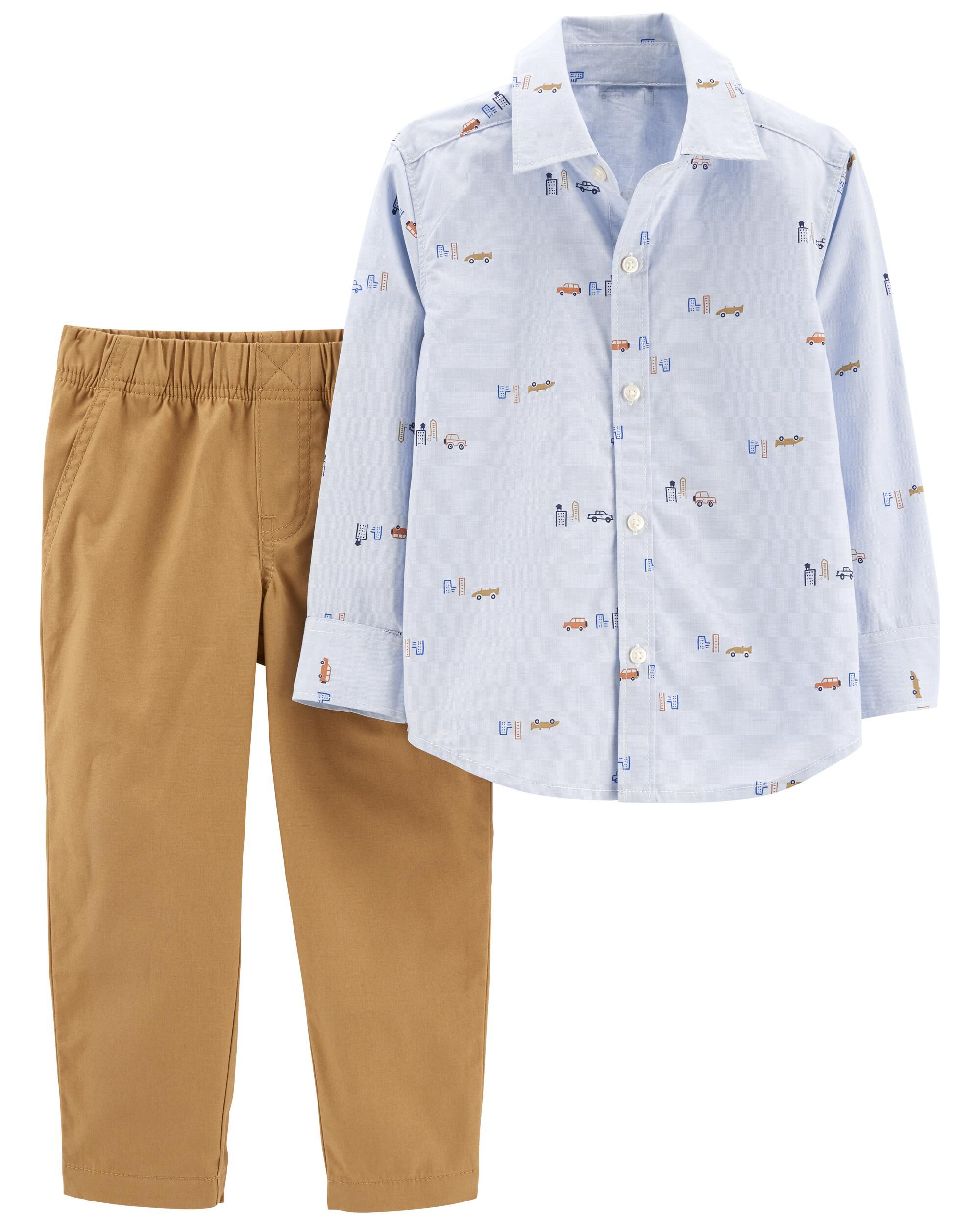 Carter's Boys' 2-Piece Bear Shirt & Camo Jogger Set,Grey Bear Camo,4T NWT 