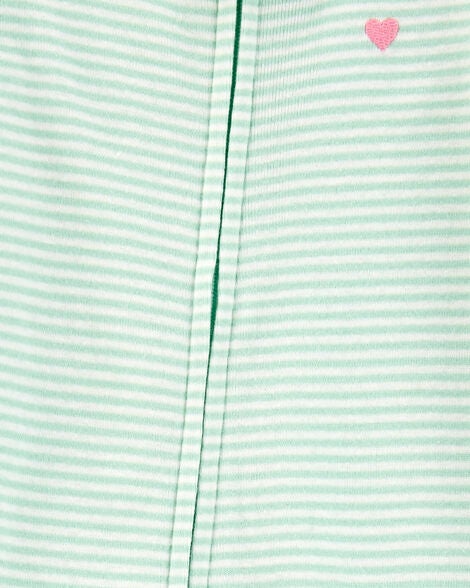  Product image 2 of Baby Striped Snug Fit Cotton Footie 1-Piece Pajamas - Green