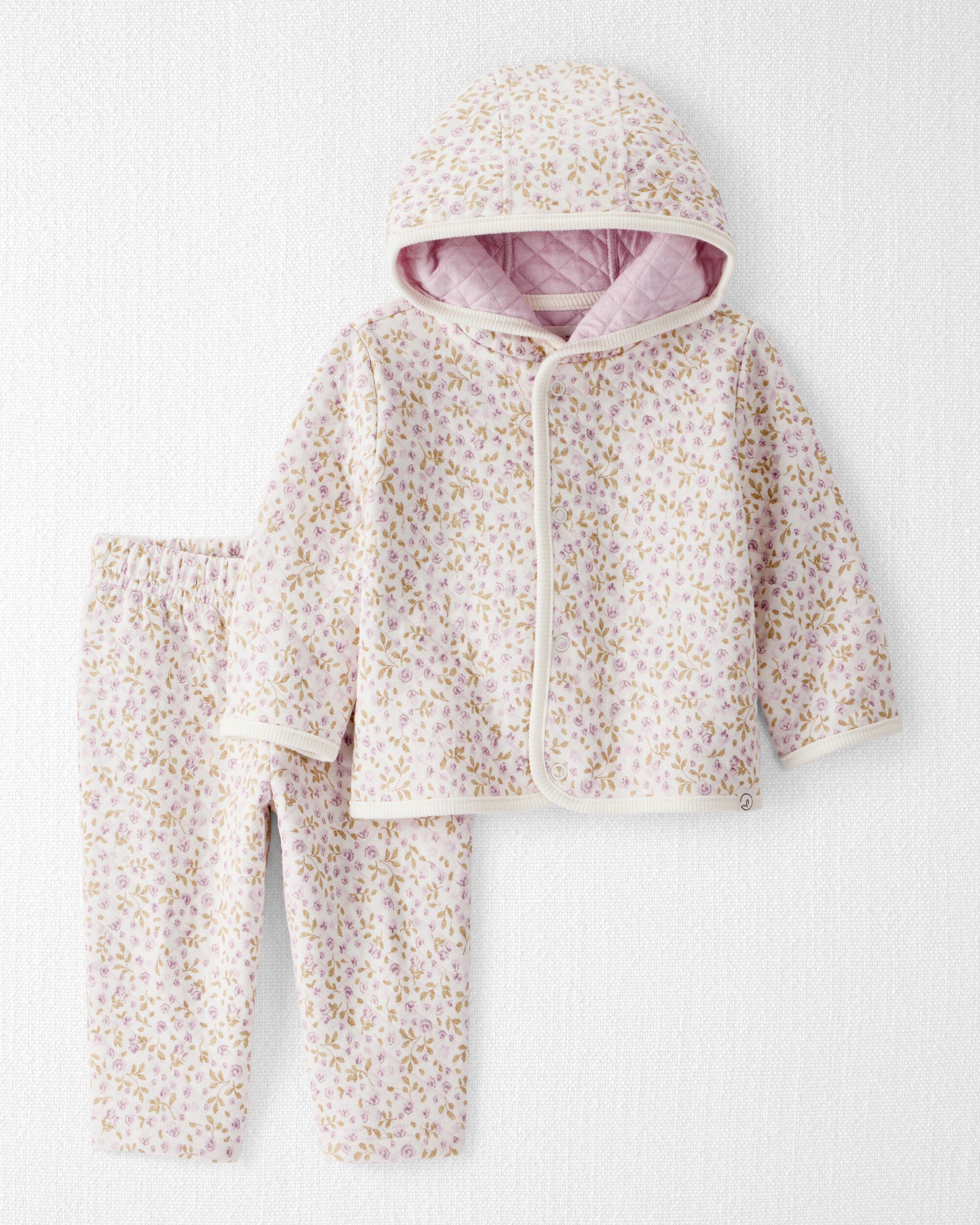 Little Planet Baby Girls Girl 2-Piece Cardigan Pants Set Made With Organic Cotton In Botanic Muse Print Baby Size 6M Botanic Muse 24$