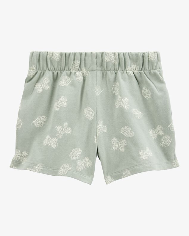 Product image 2 of Kid Butterfly Print Pull-On French Terry Shorts - Green