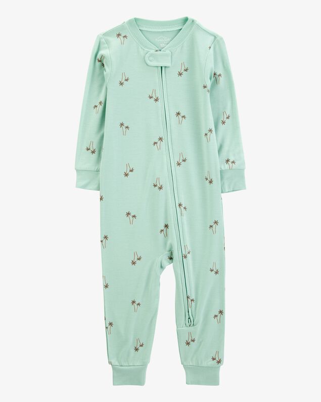Product image 1 of Baby Palm Tree Print PurelySoft Footless 1-Piece Pajamas - Mint