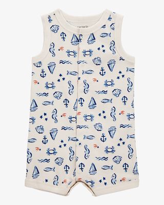 Product image 1 of Baby Sea Print Snap-Up Cotton Romper