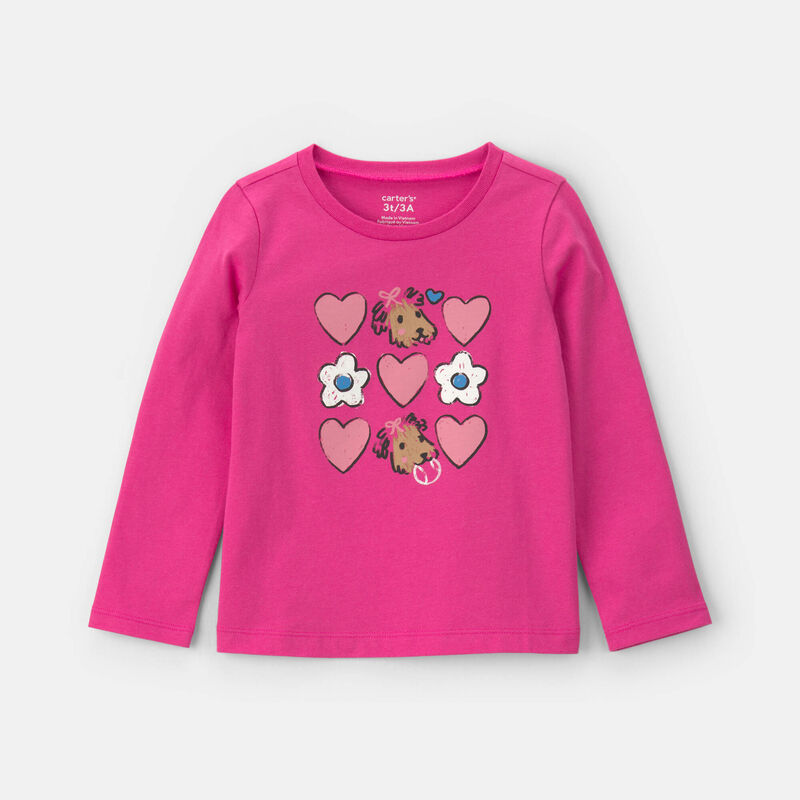 Toddler Girl Heart Long-Sleeve Graphic Tee - Pink