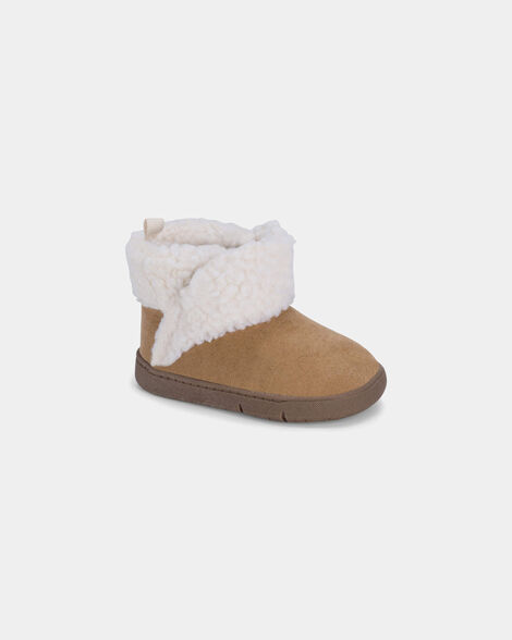 baby girl every step® first walker teddy fleece boots - tan