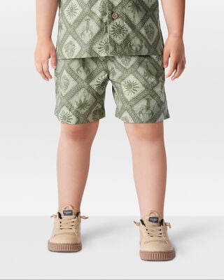 Product image 2 of Toddler Tile Print Drawstring Shorts - Green