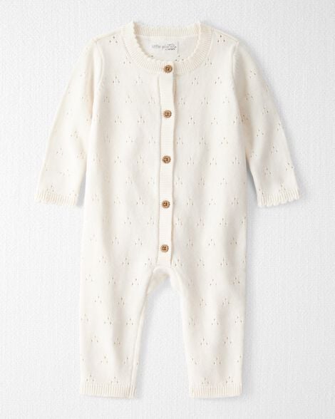 Baby Girl Organic Cotton Sweater Knit Pointelle Jumpsuit