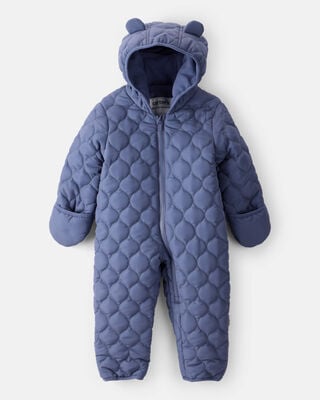 Baby Boy Sherpa Long-Sleeve Hooded Jumpsuit - Blue