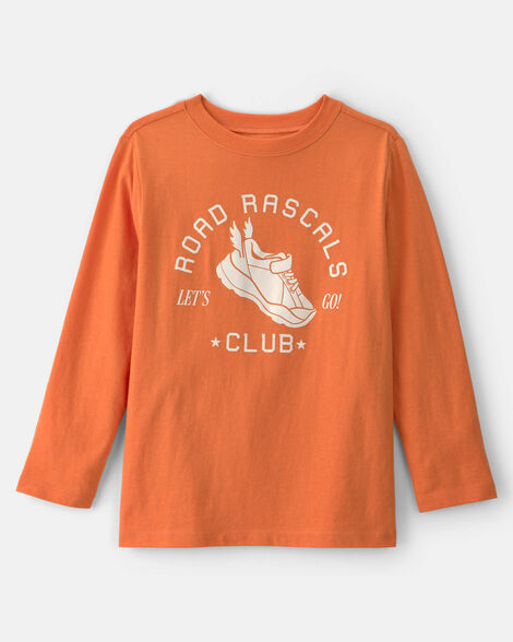 boys sneaker long-sleeve graphic tee - orange