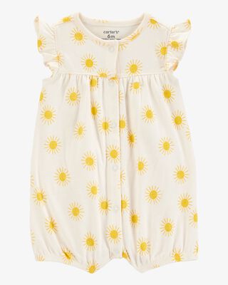 Product image 1 of Baby Sun Cotton Short-Sleeve Romper - Cream