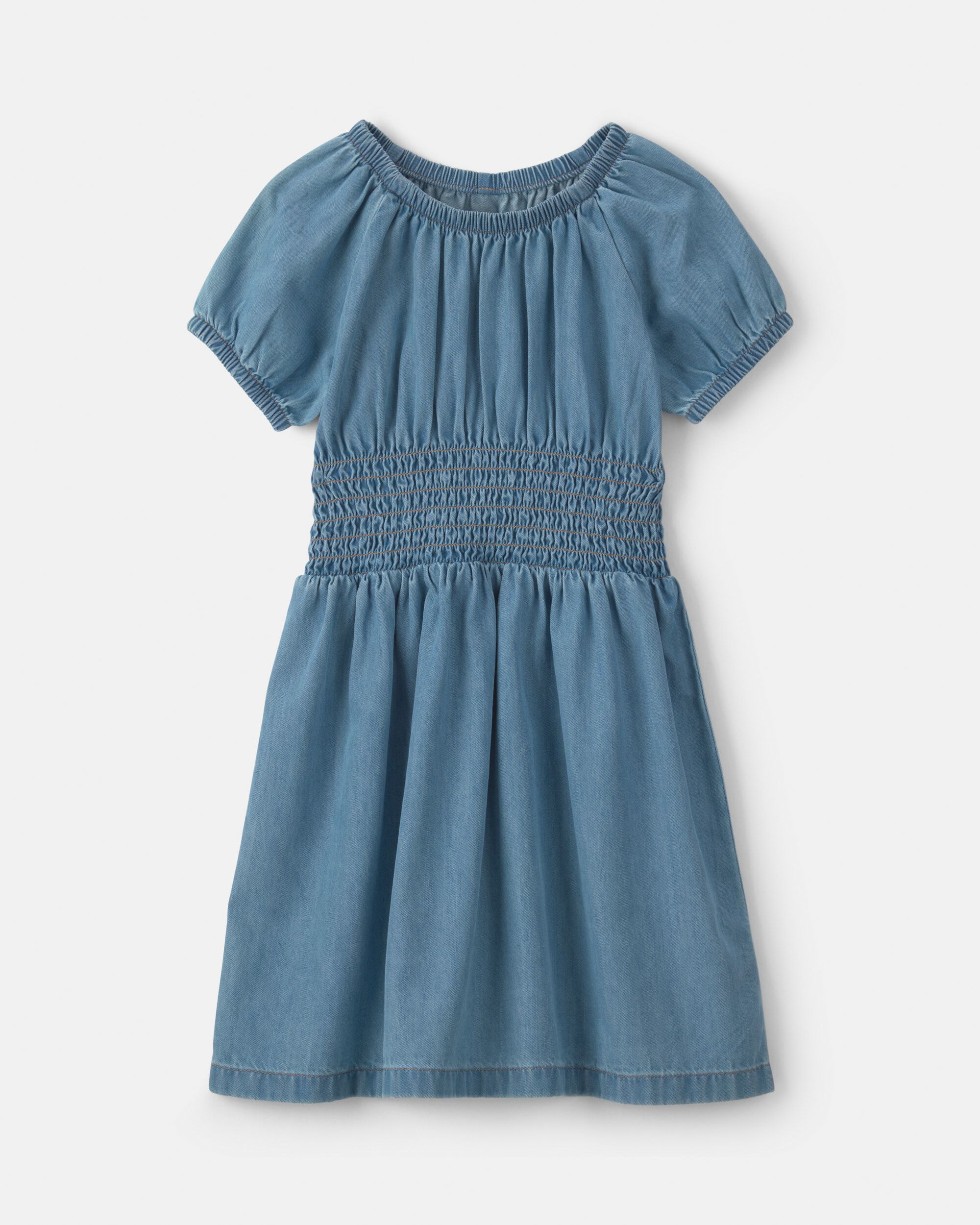 OshKosh B'gosh Girls Denim Short-Sleeve Dress 10 Indigo