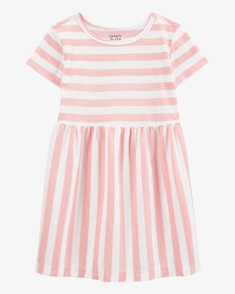  Product image 1 of Toddler Striped Short-Sleeve Dress- Pink