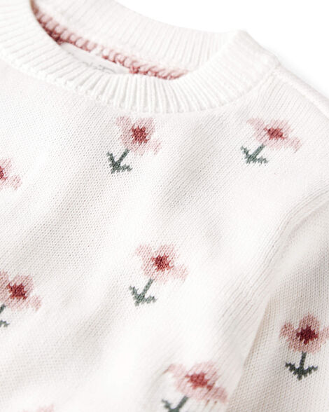 Product image 2 of Toddler Girl Organic Cotton Sweater Knit in Wildflower Maze Print