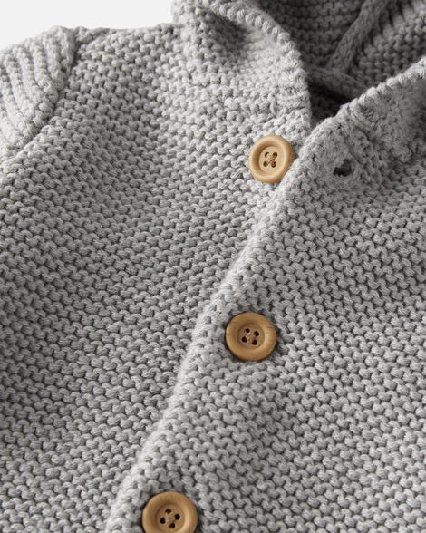  Product image 2 of Baby Organic Signature Stitch Cardigan in Grey