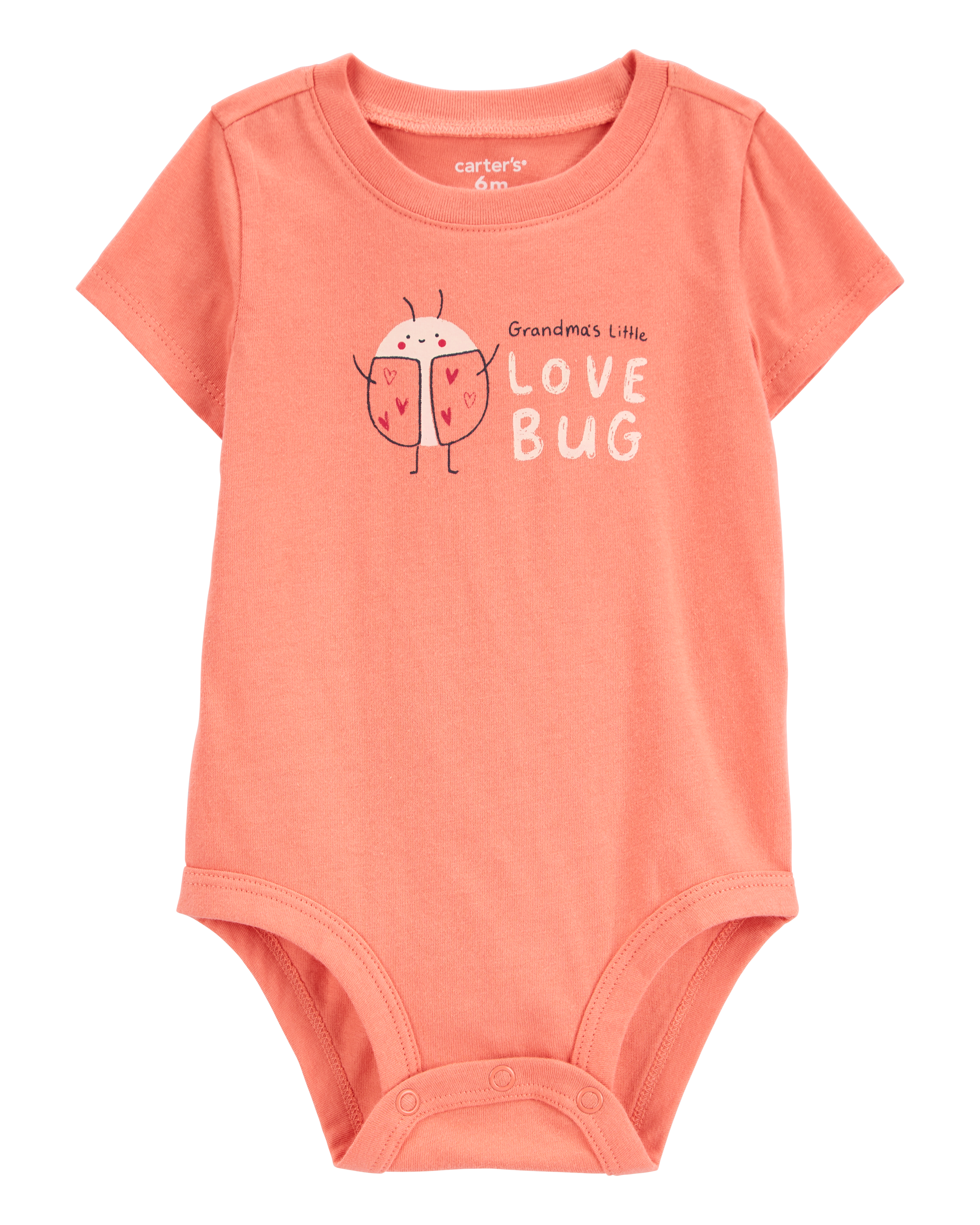 Baby Grandma's Little Love Bug Short-Sleeve Bodysuit - Peach