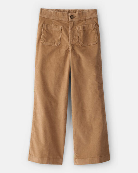 girls corduroy wide-leg pants - brown