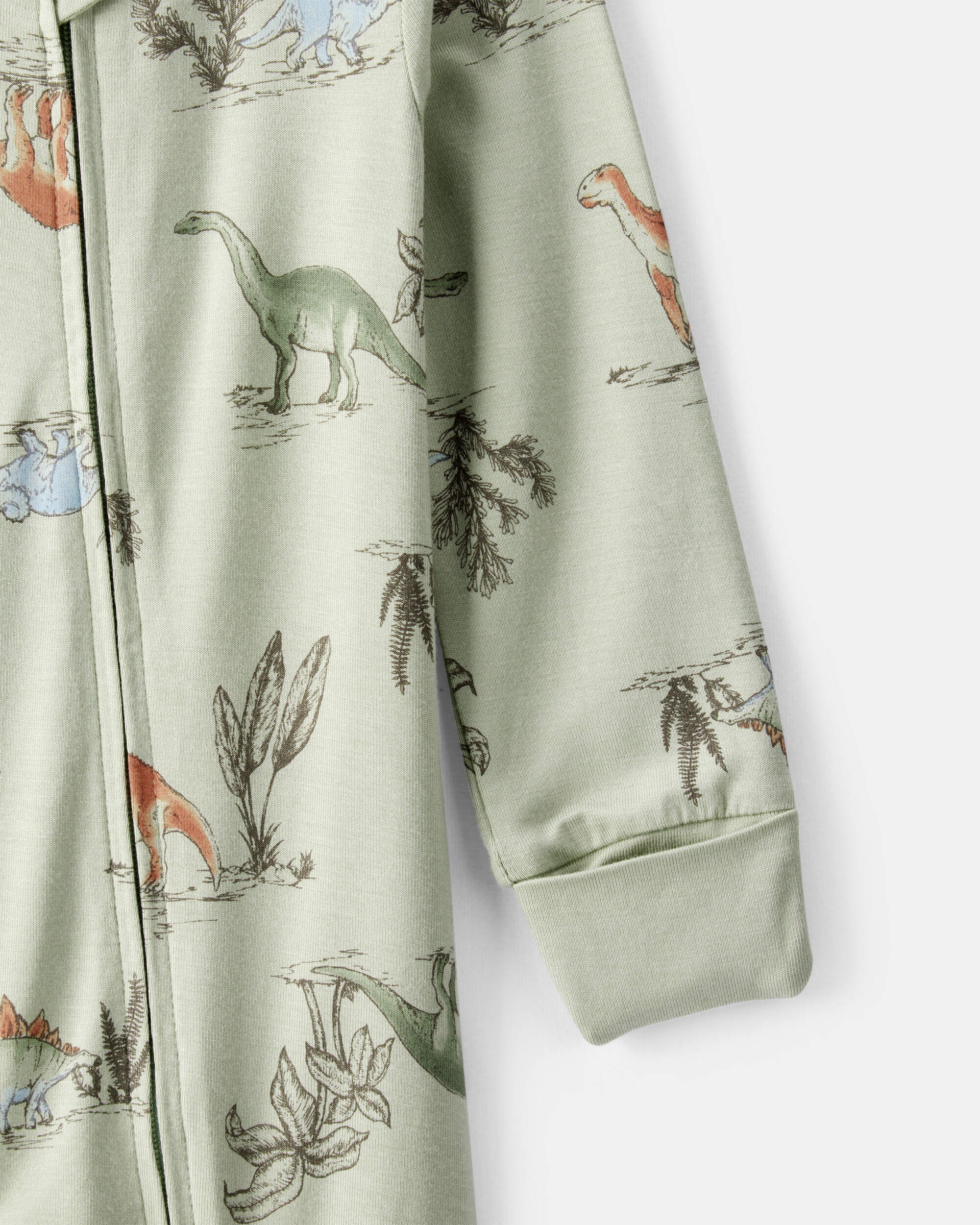 Baby Boy Dinosaur Print PurelySoft Long-Sleeve Sleep & Play - Green