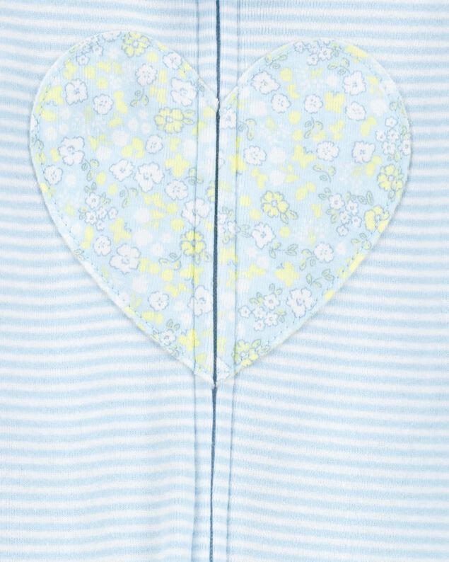 Product image 2 of Toddler Girl Heart Striped Snug Fit Cotton Footie 1-Piece Pajamas - Blue