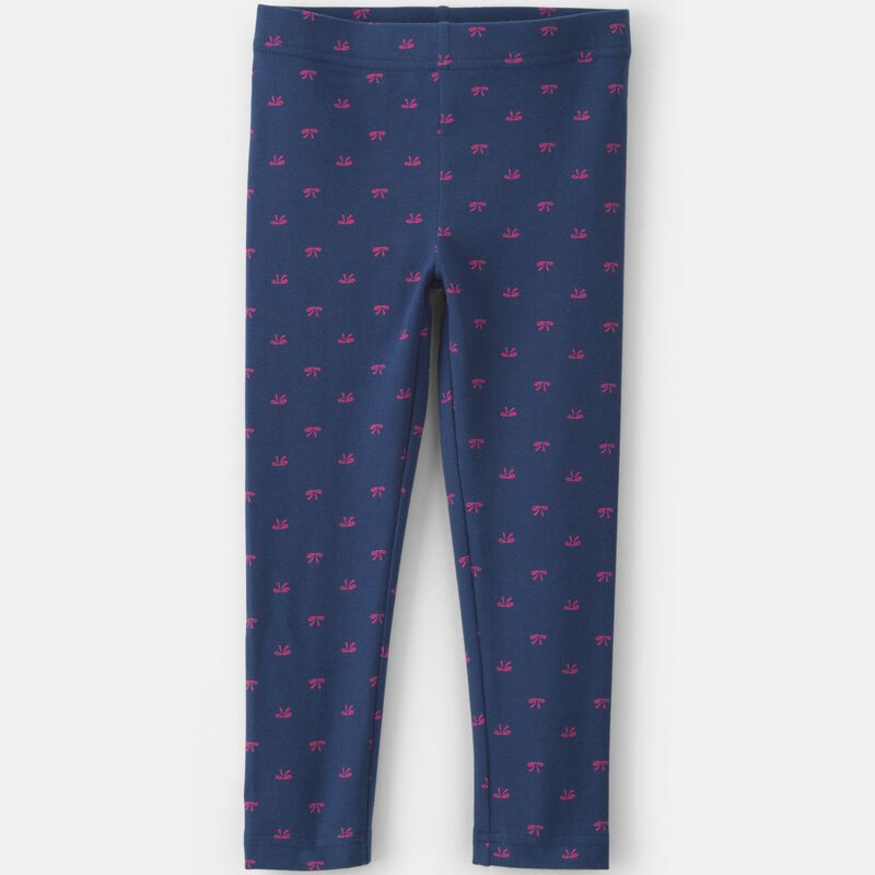 Toddler Girl Bow Cotton Pull-On Stretch Leggings - Navy Blue