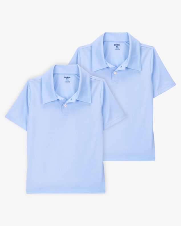 Product image 1 of Kid 2-Pack Active Uniform Polo Shirts in Moisture Wicking BeCool™ Fabric - Blue