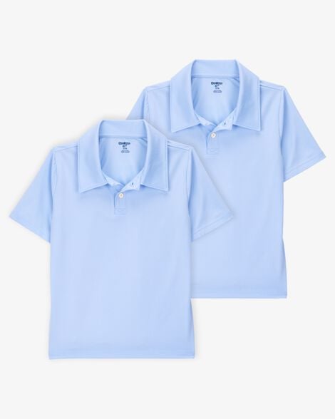 Product image 1 of Kid 2-Pack Active Uniform Polo Shirts in Moisture Wicking BeCool™ Fabric - Blue