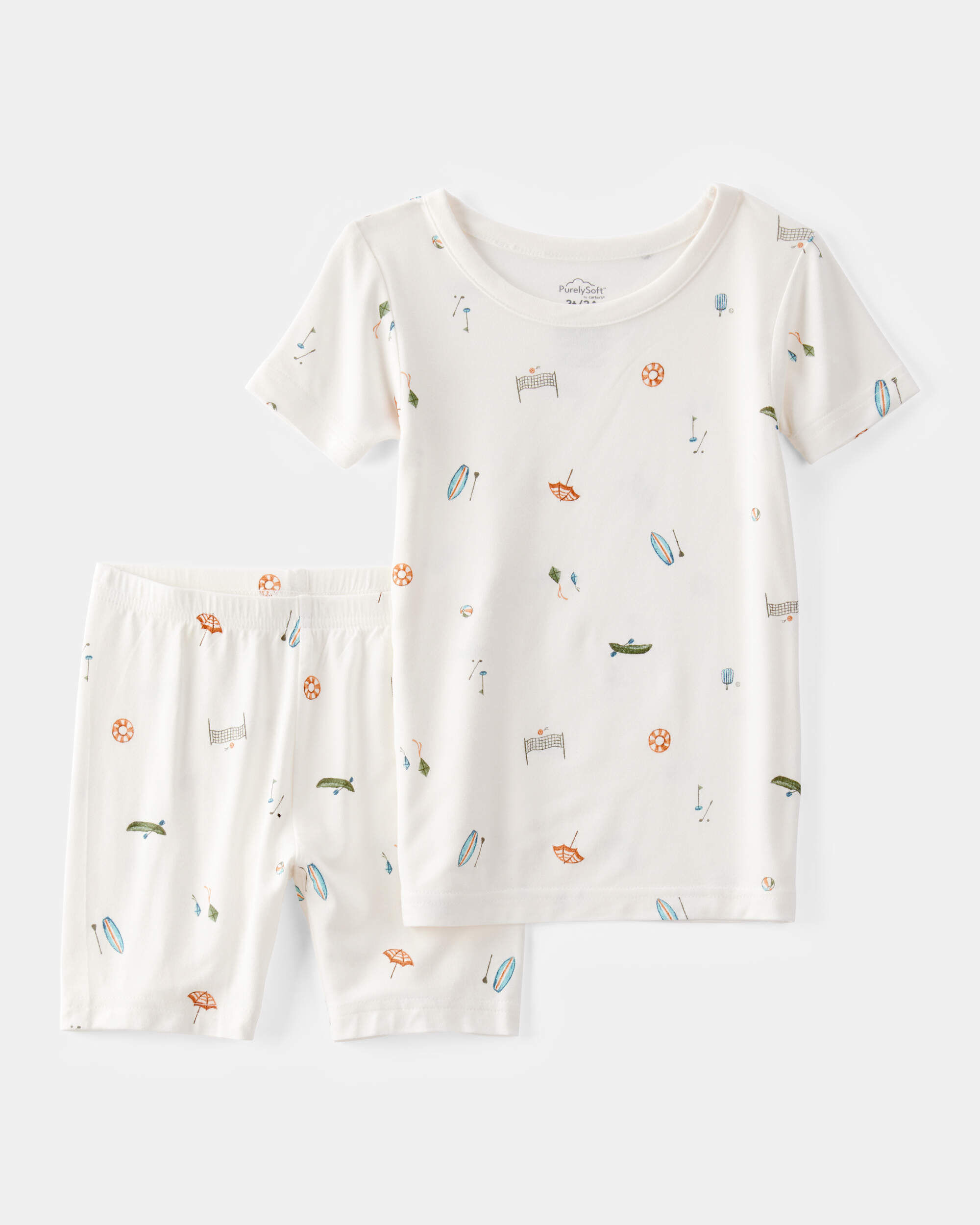 Toddler Boy Camp Print PurelySoft 2-Piece Pajamas - Ivory