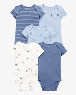 Baby Cloud Print 2-Way Zip Cotton Sleep & Play Pajamas - Blue