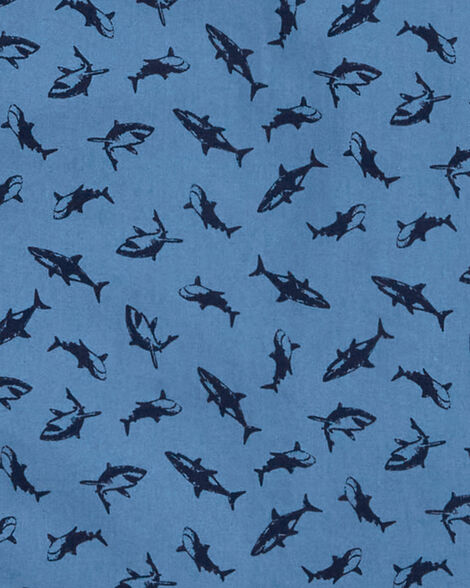  Product image 2 of Kid Shark Print Button-Front Short Sleeve Shirt