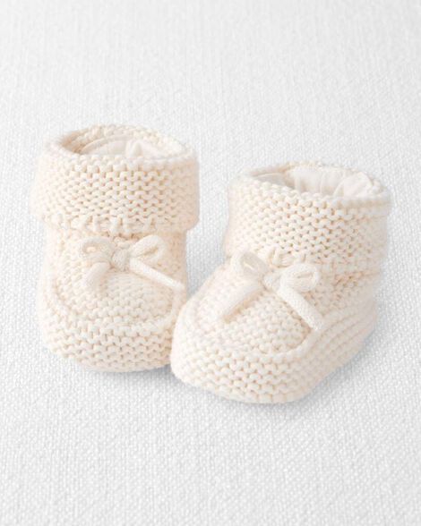 Baby Organic Cotton Crochet Booties in Cream
